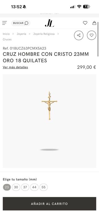 Cadena y Cruz Oro 18k Hombre