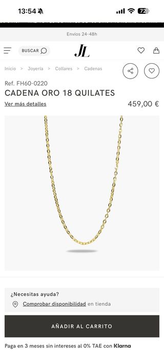 Cadena y Cruz Oro 18k Hombre