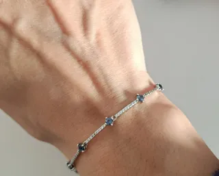 Pulsera Pandora Barras Circonitas Azules y Blancas