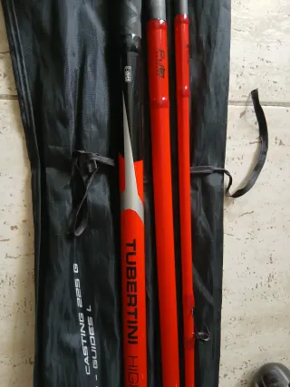 Caña de pescar tubertini con carrete okuma