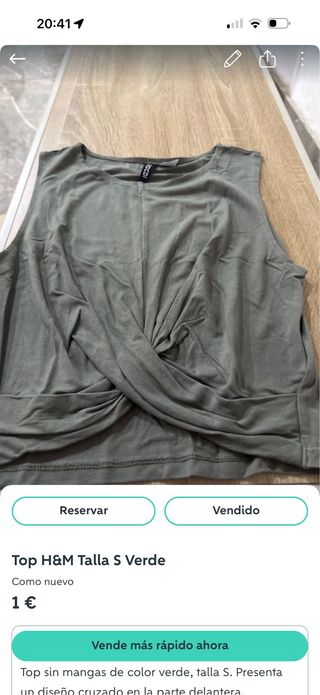 Top H&M Talla S Verde Cruzado