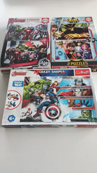 Lote 3 Puzzles Avengers Marvel y Zak Storm