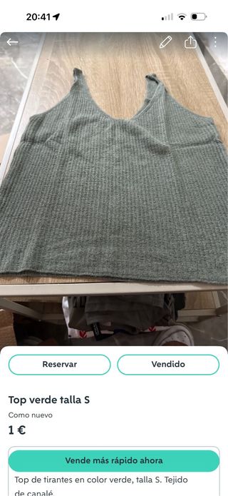 Top verde canalé talla S