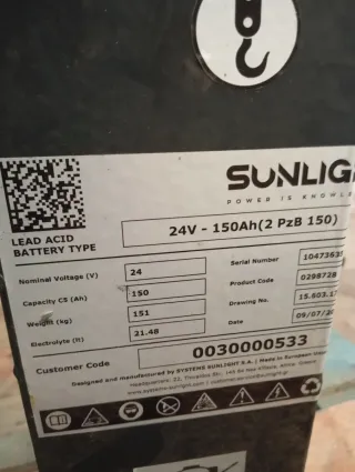 Batería SUNLIGHT para carretilla elevadora