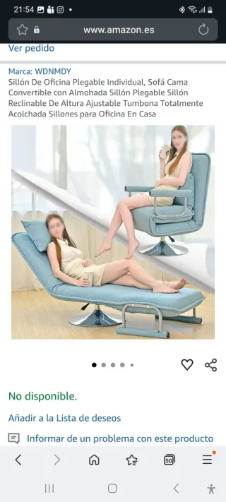 Sillón Cama Cuero Negro sintético