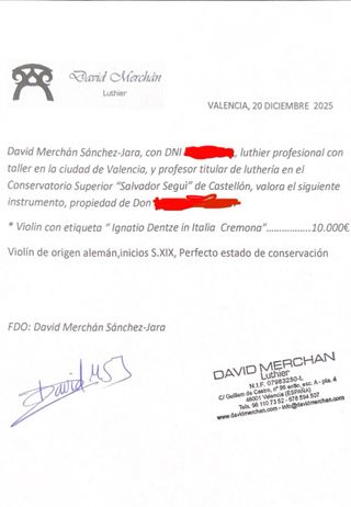 Violín antiguo alemán principios s. XIX