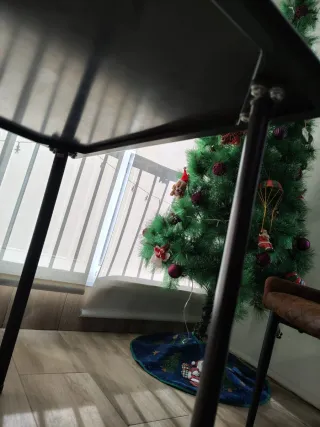 Mesa Terraza Cristal Ahumado y Aluminio Negra