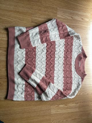 Jersey Mango Rayas Rosa y Blanco