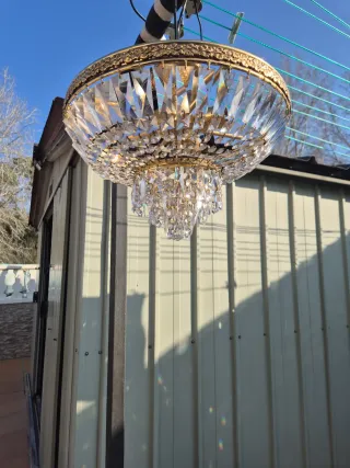 Lámpara de techo clásica dorada y cristal