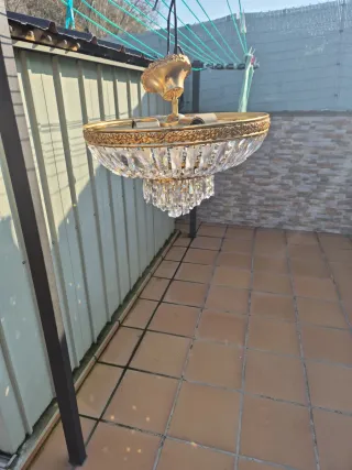 Lámpara de techo clásica dorada y cristal