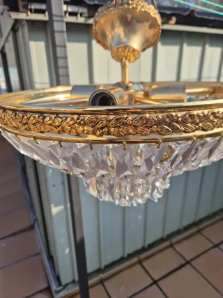 Lámpara de techo clásica dorada y cristal