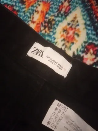 Pantalones Zara Wide Leg Talla 38 Negros