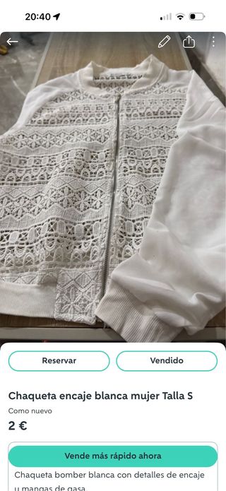 Chaqueta encaje blanca mujer Talla S