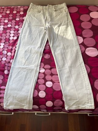 Pantalones rectos Mango color blanco roto