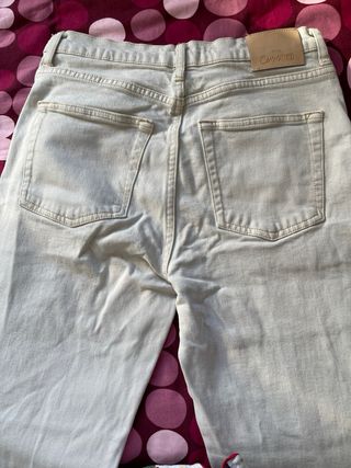 Pantalones rectos Mango color blanco roto