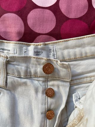 Pantalones rectos Mango color blanco roto