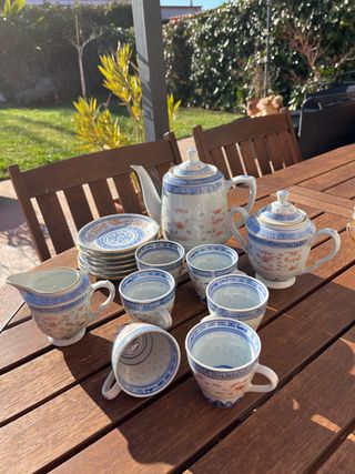 Juego de té porcelana grano de arroz