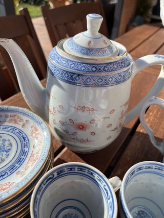 Juego de té porcelana grano de arroz