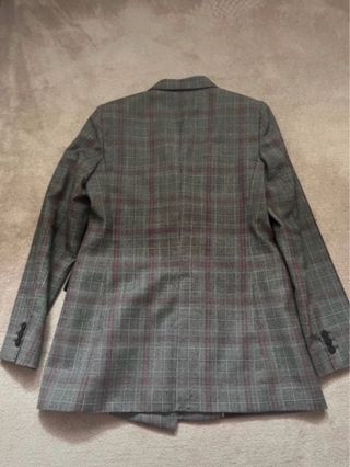 Blazer Massimo Dutti cuadros gris y rosa