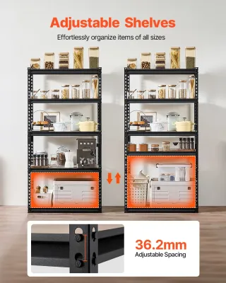 Scaffale Portaoggetti 5 Ripiani Metallo Regolabili