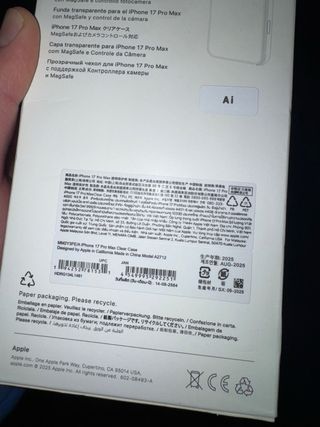 Funda iPhone 17 Pro Max Transparente MagSafe Apple