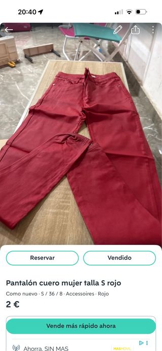 Pantalón cuero mujer talla S rojo