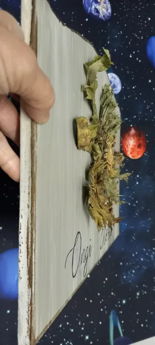 Eguzkilore artesanal sobre madera