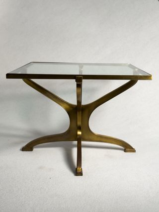 Mesita Auxiliar Latón y Cristal 1950s