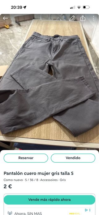 Pantalón cuero mujer gris talla S