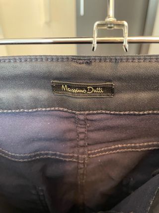 Falda Massimo Dutti efecto encerado azul