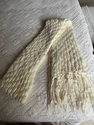 Bufanda lana crema doble vuelta muy larga