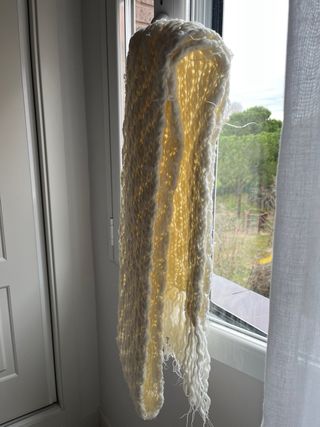 Bufanda lana crema doble vuelta muy larga