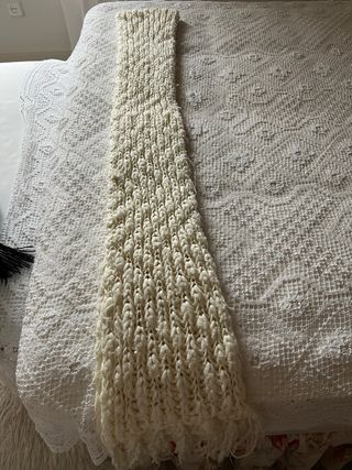 Bufanda lana crema doble vuelta muy larga