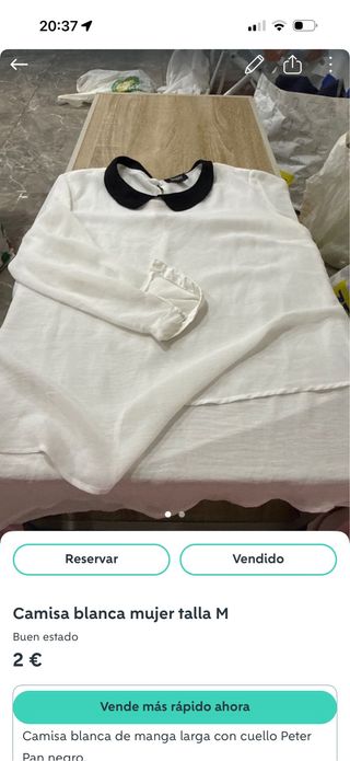 Camisa blanca mujer cuello Peter Talla M