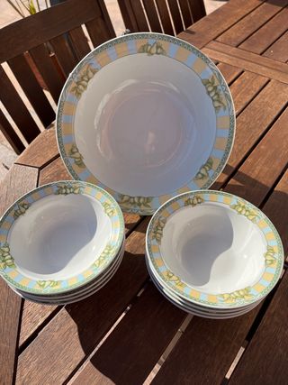 Juego ensaladera y cuencos porcelana