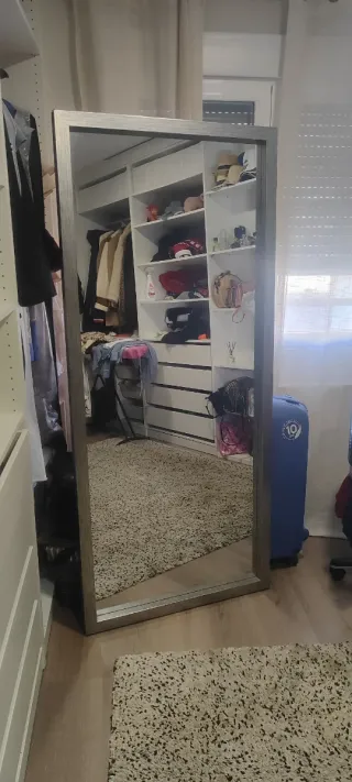 Espejo Marco Madera Gris Plata