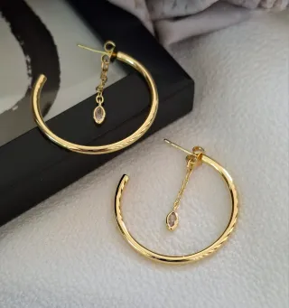 Pendientes Aro Plata Baño Oro 18k