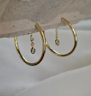 Pendientes Aro Plata Baño Oro 18k