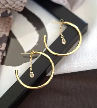 Pendientes Aro Plata Baño Oro 18k