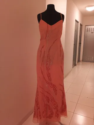 Vestido de fiesta naranja largo