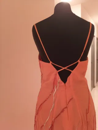 Vestido de fiesta naranja largo
