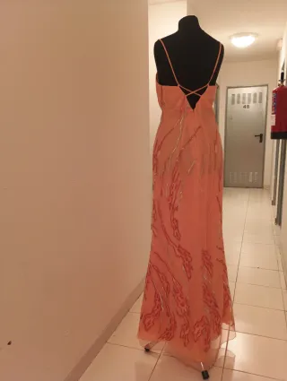 Vestido de fiesta naranja largo