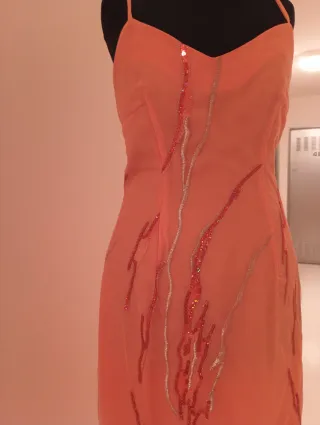 Vestido de fiesta naranja largo