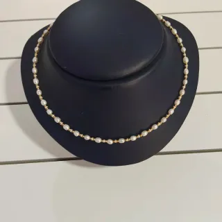 Collar Plata Baño Oro Perlas