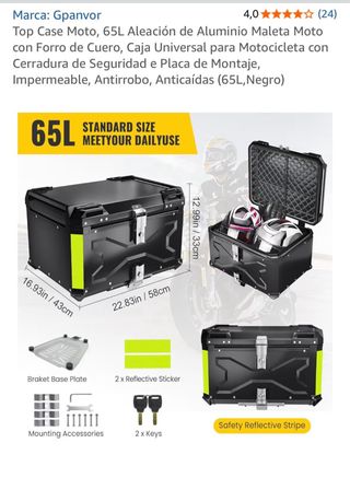 Maleta de moto características en las fotos