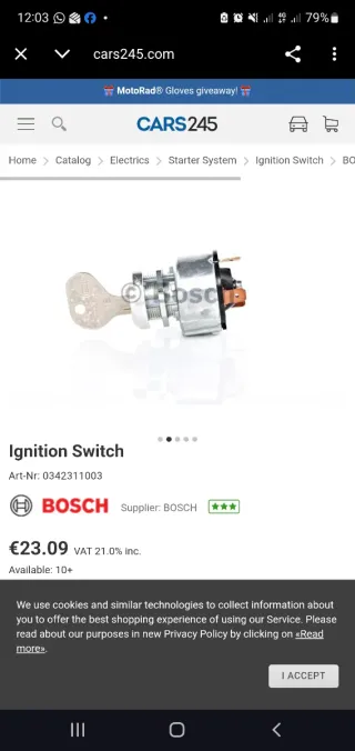 Interruptor contacto de encendido Bosch