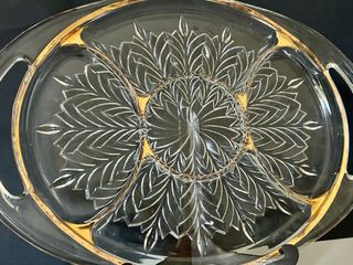 Bandeja cristal dorada para aperitivos