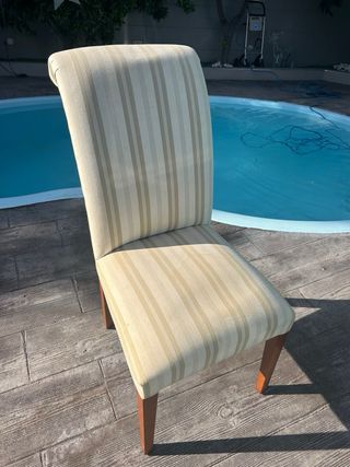 Juego de 4 sillas y 2 con reposabrazos beige,salón