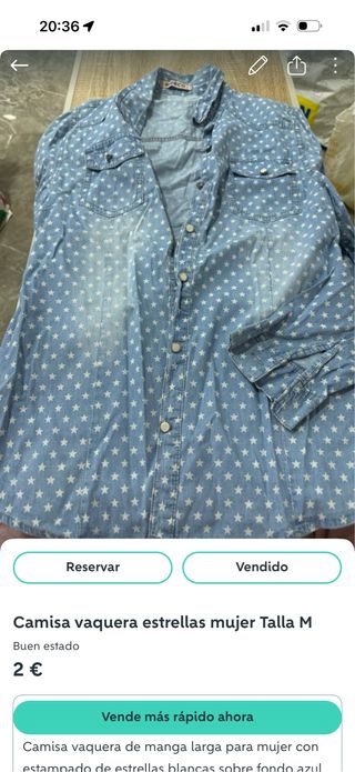 Camisa vaquera estrellas mujer Talla M