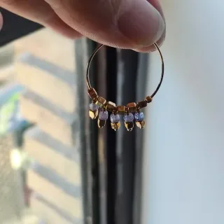 Pendientes aro plata bañada oro tanzanita